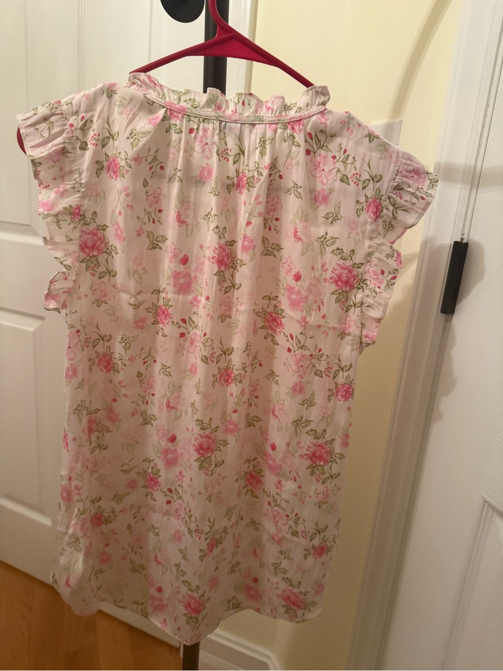 Maison d’Amélie Paris Floral Ruffle Flutter Sleeve Tie Neck Blouse Size S - Picture 5 of 5